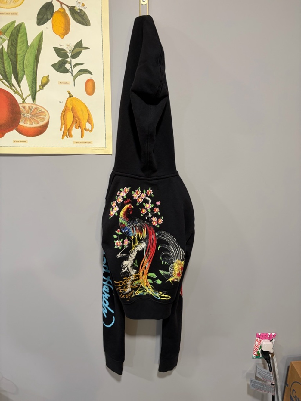 Ed Hardy Black Hoodie with Colorful Phoenix & Floral Embroidery - Picture 2 of 2